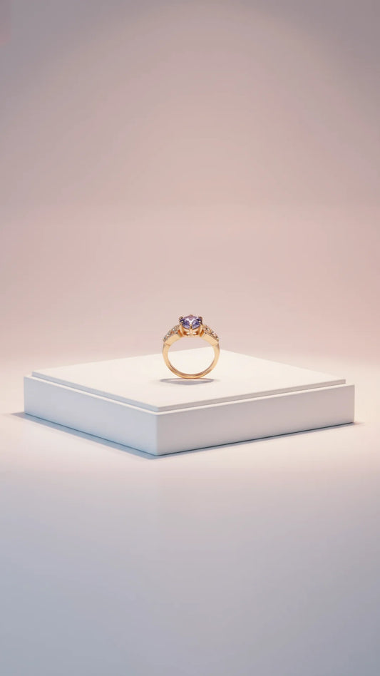 Gold Round Cut Solitaire Crystal Ring Gold Box set of 12