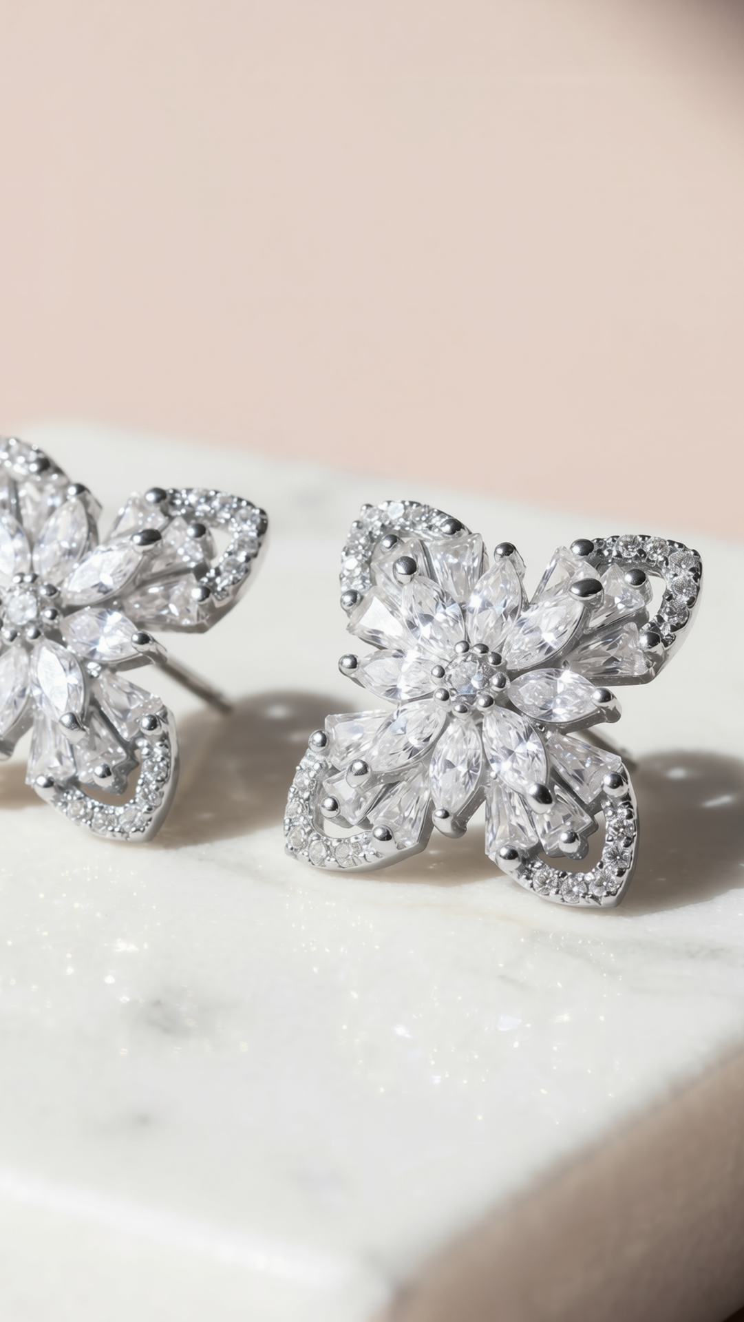 Layered Flower Crystal Stud Earrings