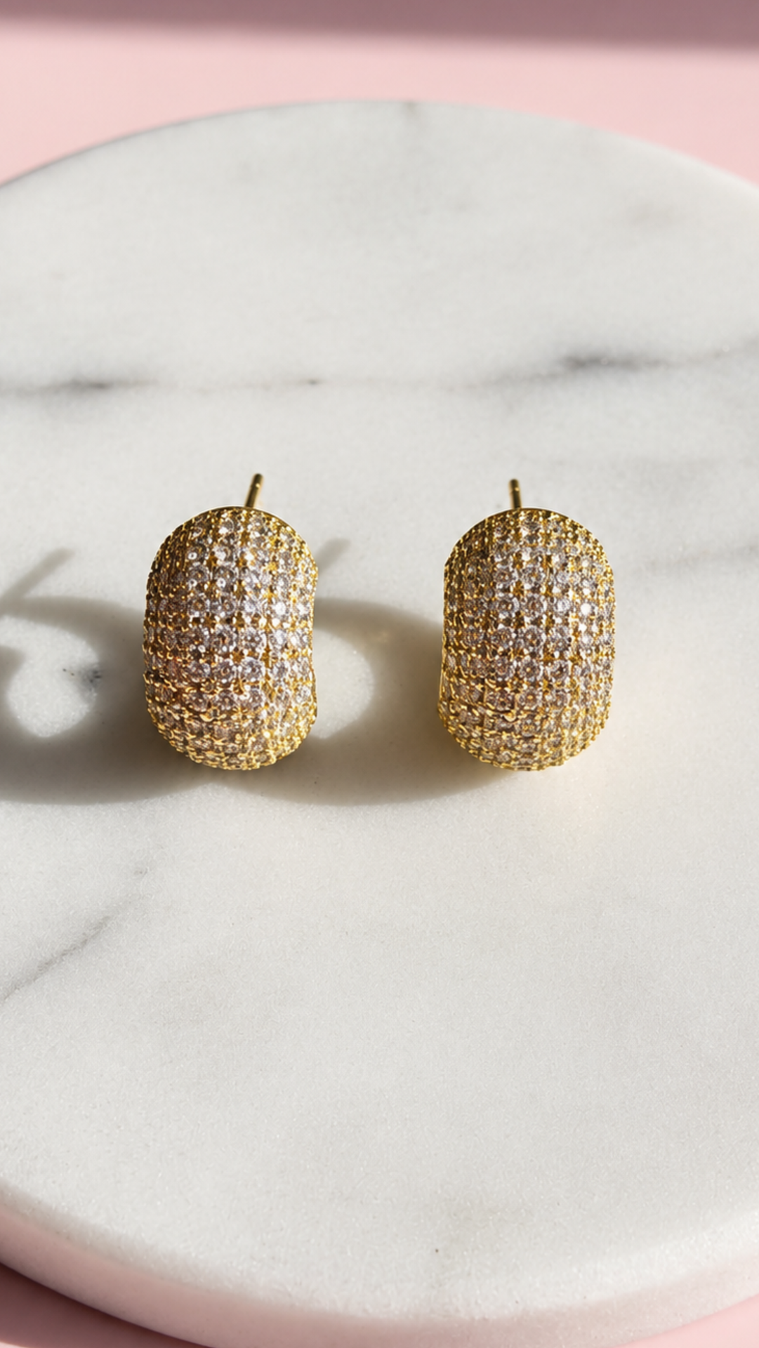 Micro Huggie Crystal Stud Earrings