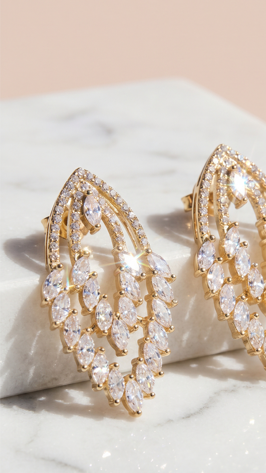Layered Diamond Crystal Drop & Dangle Earrings