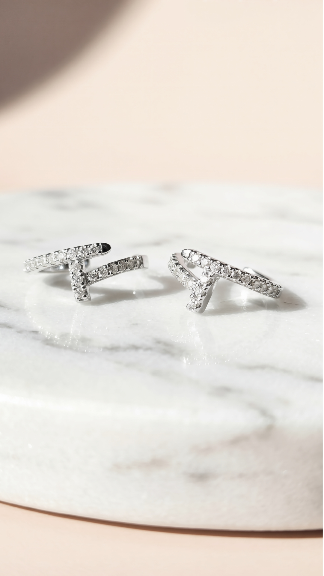 Nail Huggie Hoop Crystal Stud Earrings