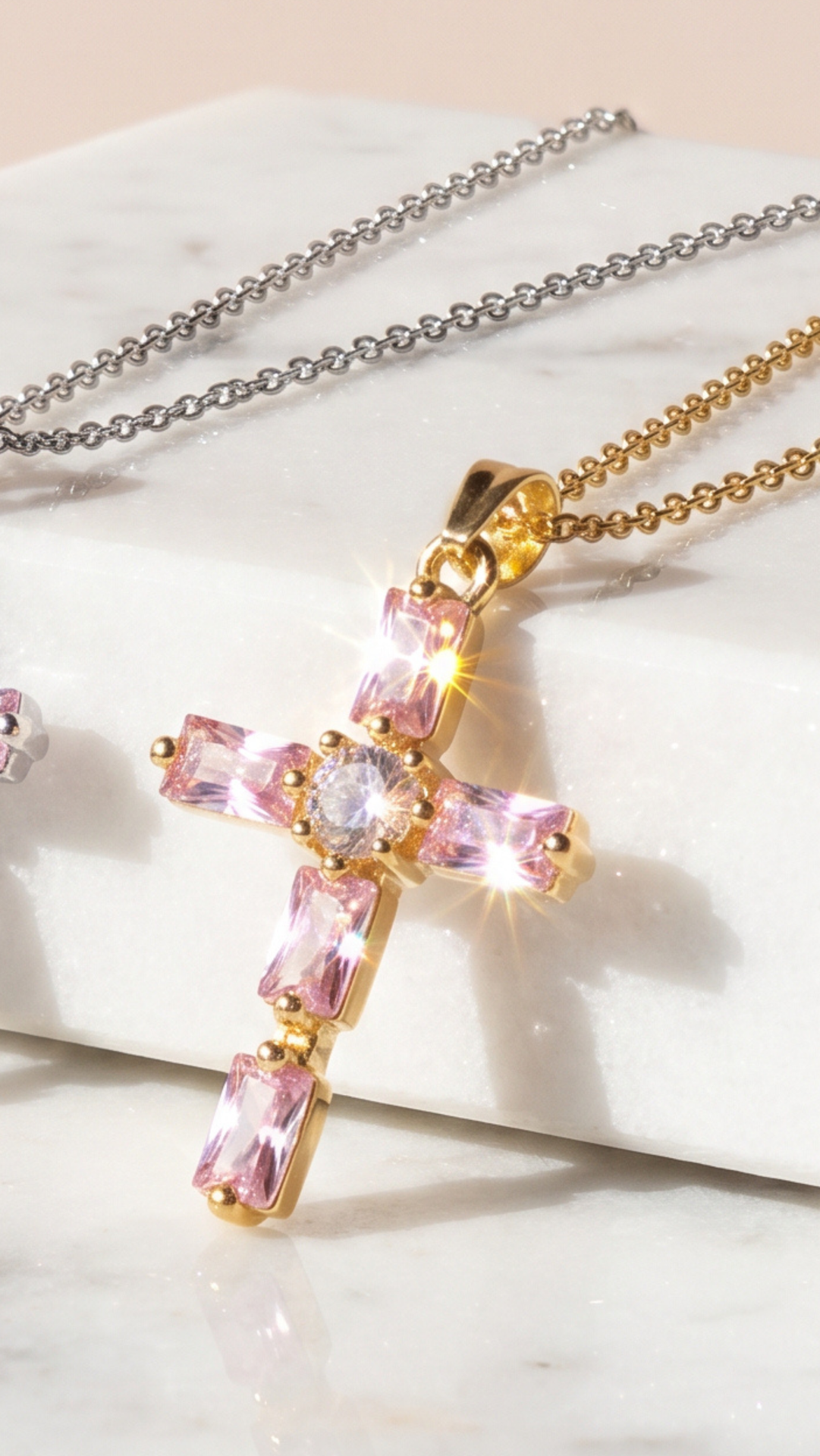 Crystal Cross Symbolic Pendant Necklace