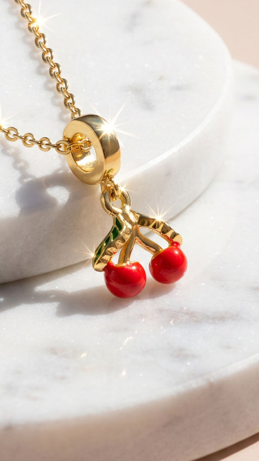 Cherry Gold Plated Steel Pendant Necklace