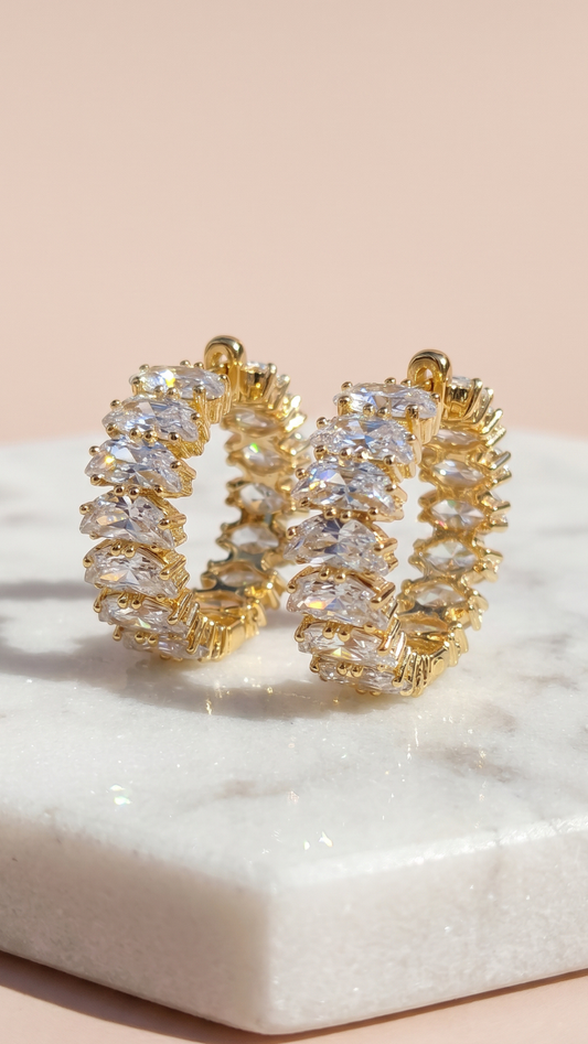 Baguette Cut Crystal Huggie Earrings