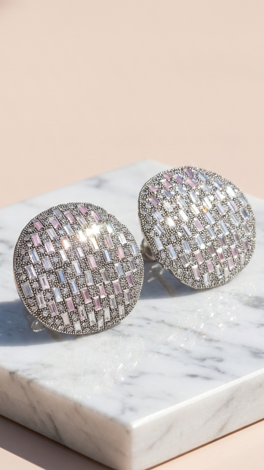 Elixir Collection Statement Curved Crystal Stud Earrings