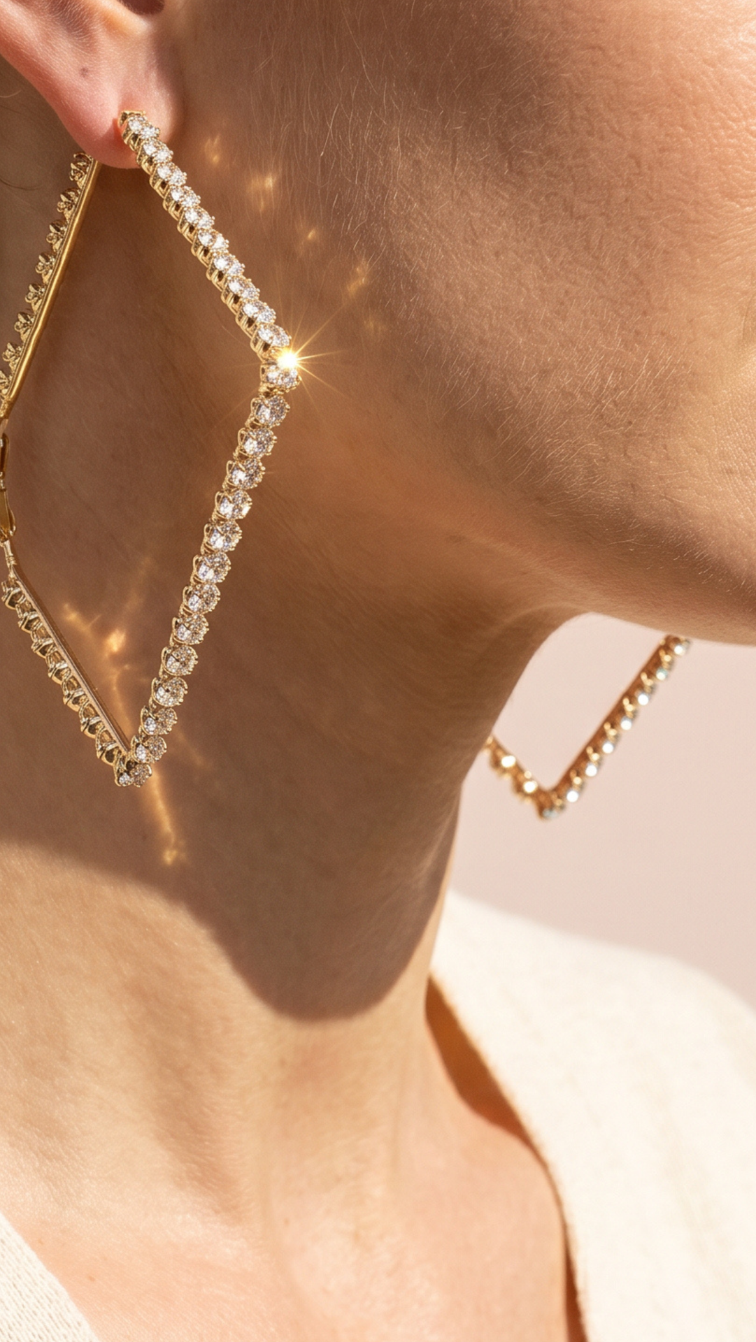 Square Crystal Classic Hoop Earrings
