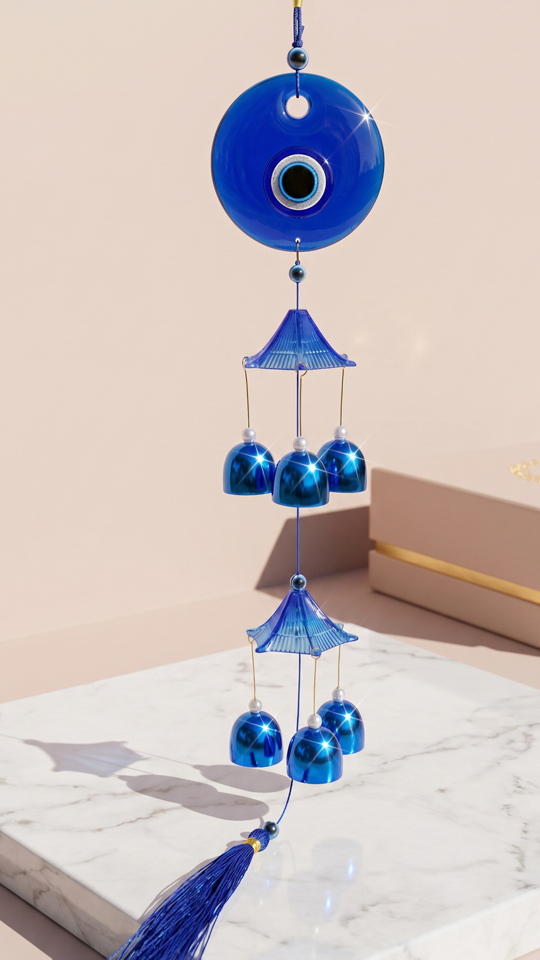 Evil Eye Blue Tassel Wind Chime