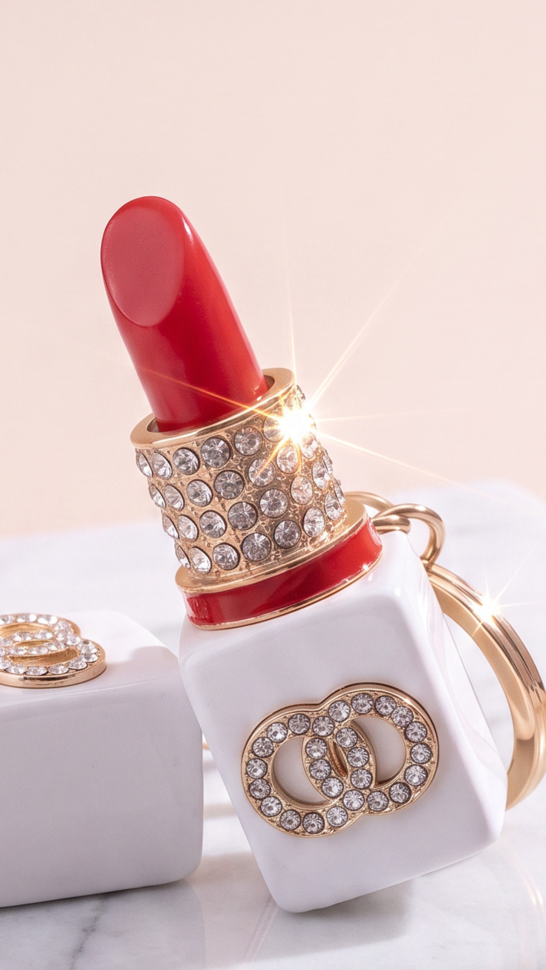 Lipstick Crystal Key Ring & Bag Charm