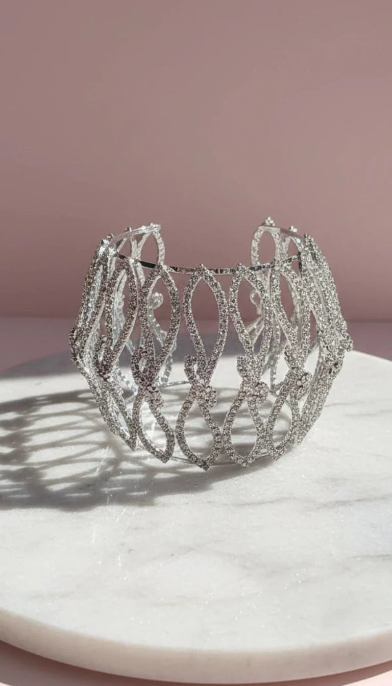Statement Lattice Crystal Cuff