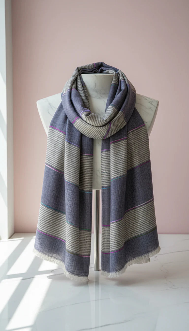 Lightweight Eco-Friendly Striped Glitter Scarf, Soft Breathable Shawl Wrap Sustainable Wood Pulp Biodegradable Scarf Pack of 12
