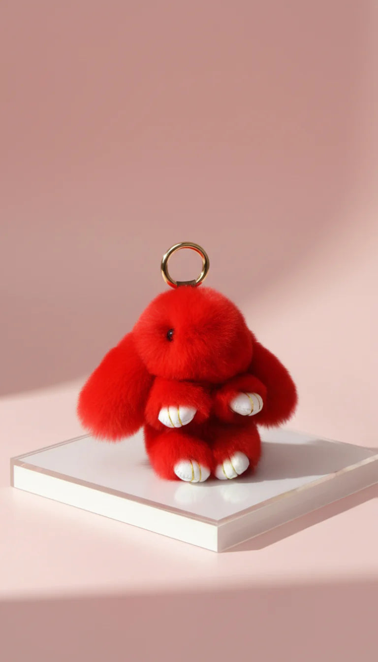 Plush Fluffy Bunny Rabbit Key Ring & Bag Charm
