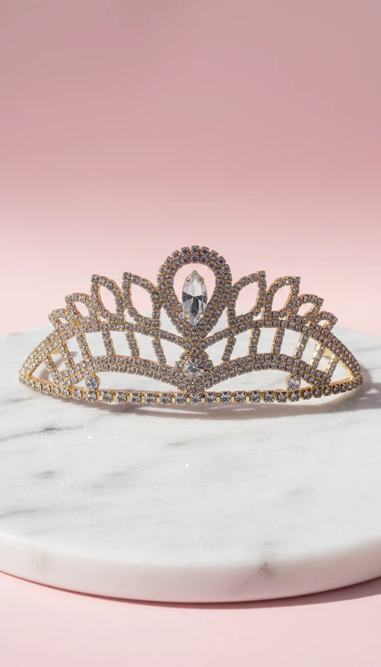 Rounded Crystal Wedding Bridal Tiara Crown