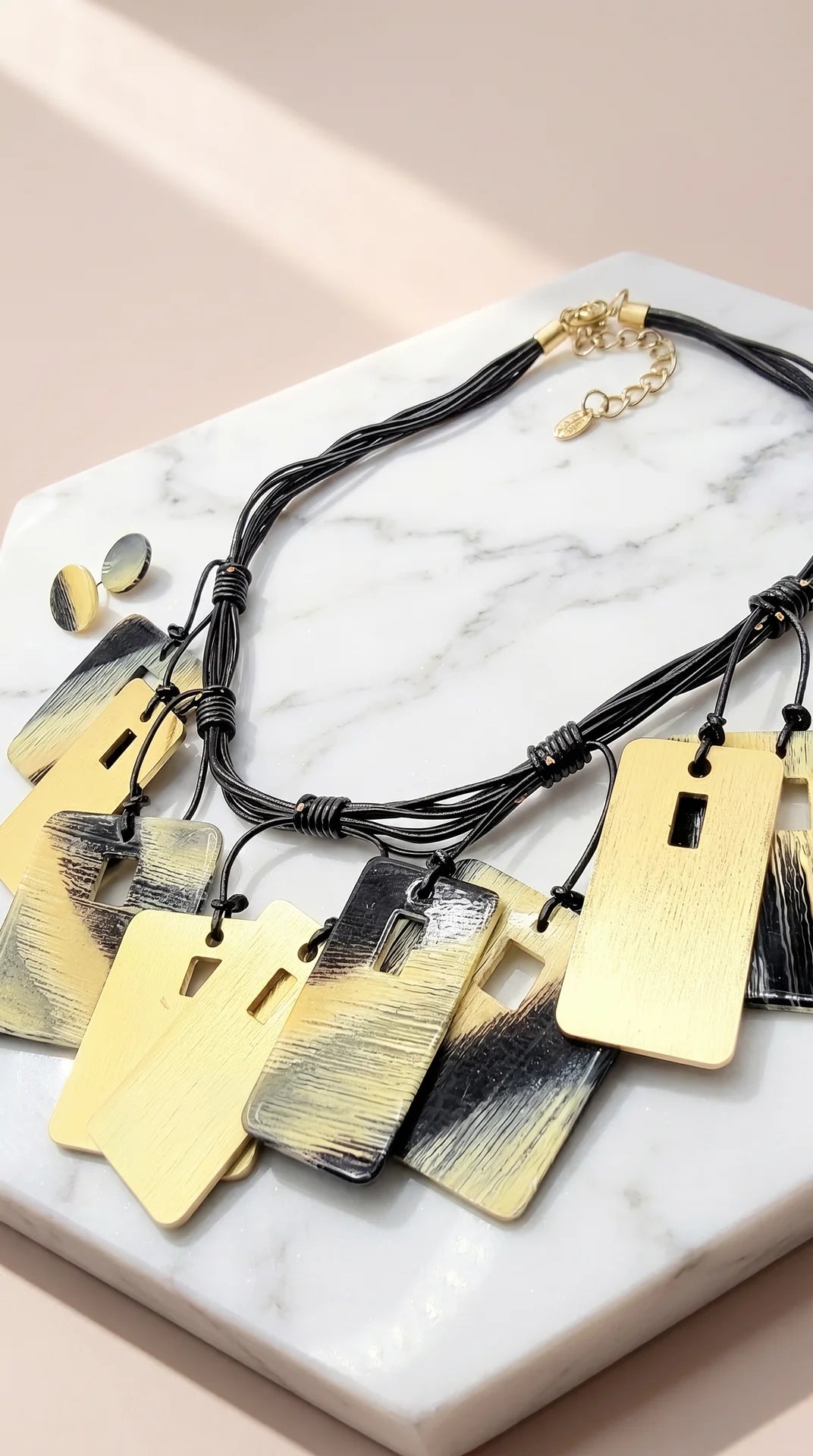 Gold Statement Necklace & Earrings Set