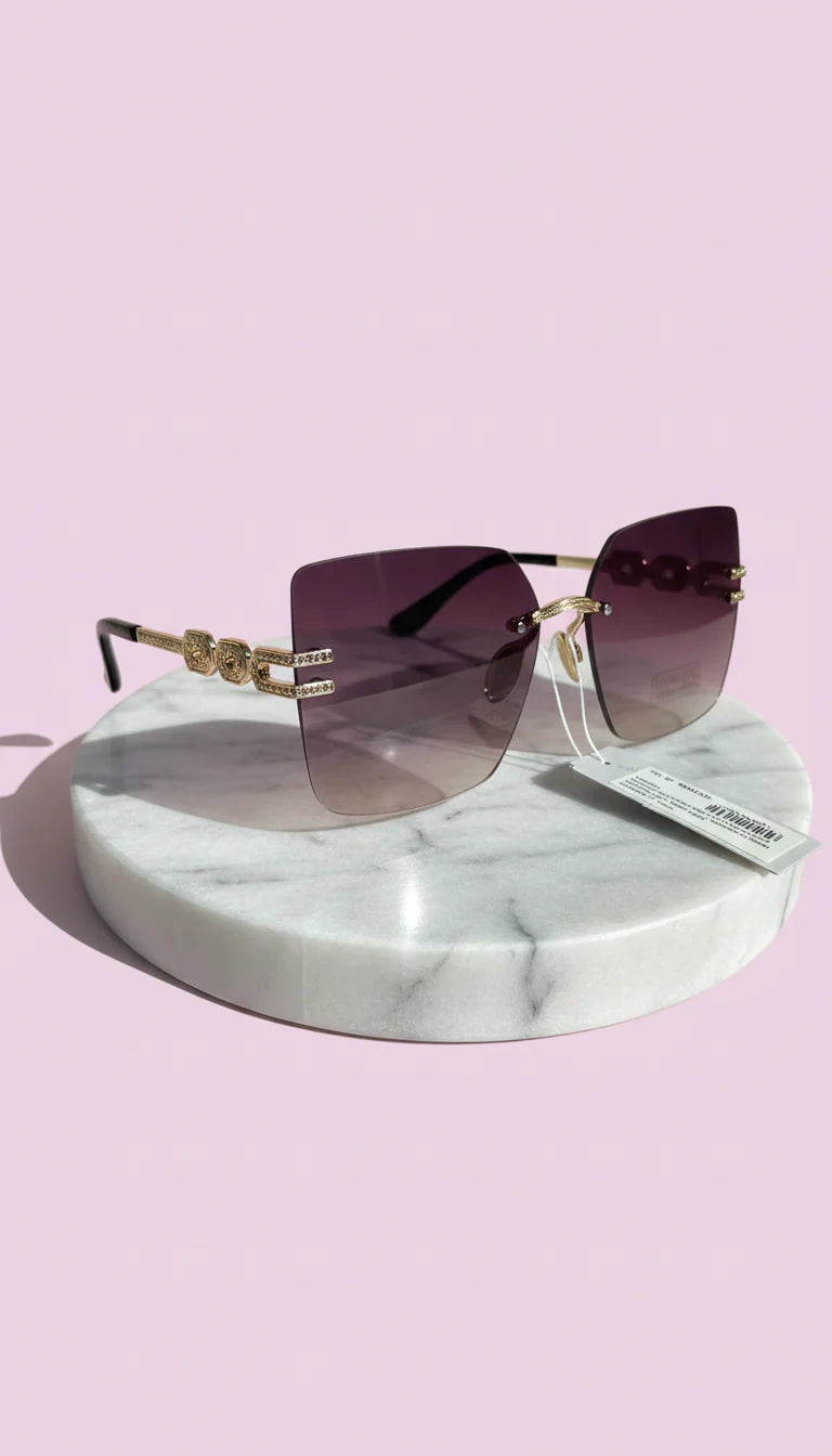 Rimless Gradient Gold Accent Sunglasses Box of 12