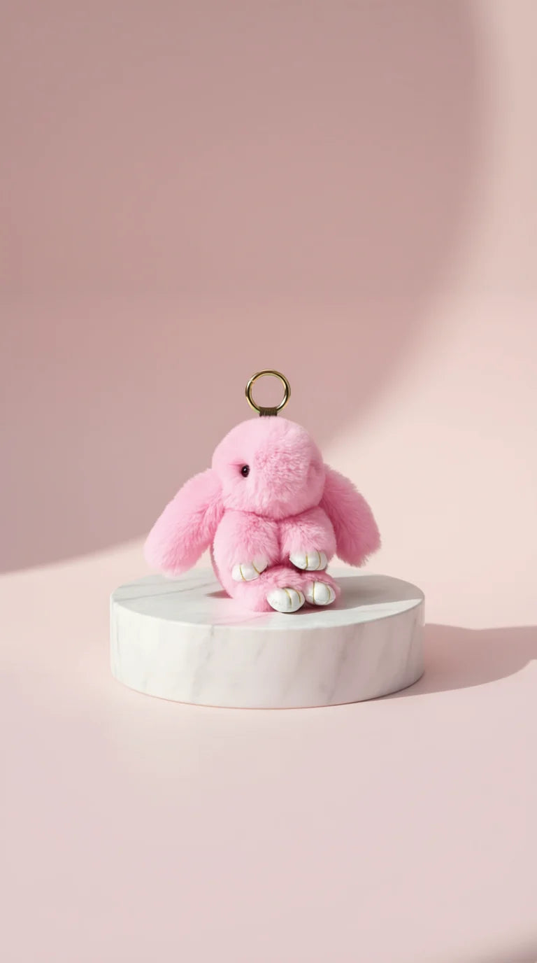Pack Of 10 Fluffy Bunny Key Ring & Bag Charms