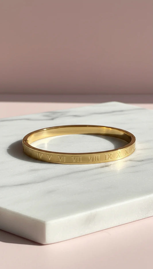 Waterproof Roman Numeral Stainless Steel Stacking Bangle