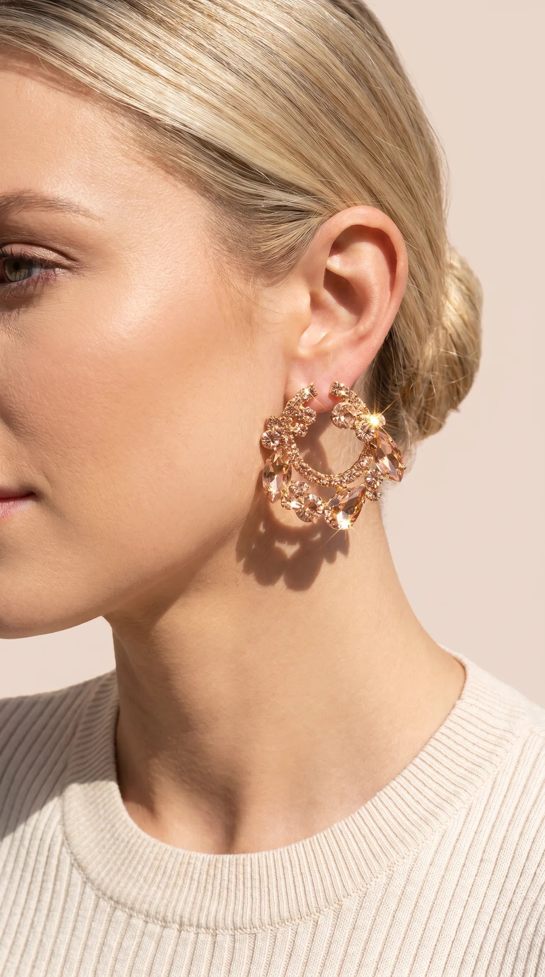 Curved Statement Crystal Stud Earrings