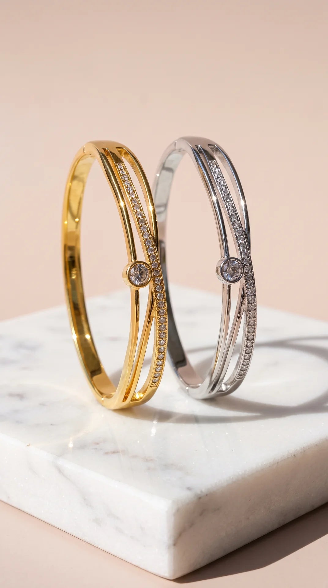 Crystal Gold Plated Stacking Bangle