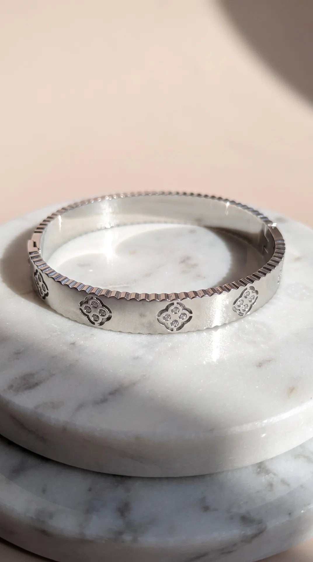 Chunky Clover Gold Plated Bangle