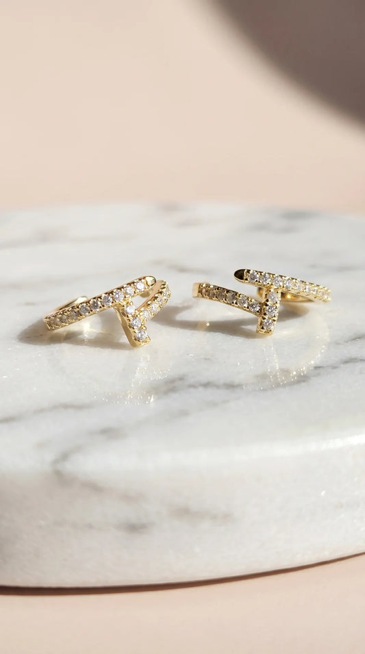Nail Huggie Hoop Crystal Stud Earrings