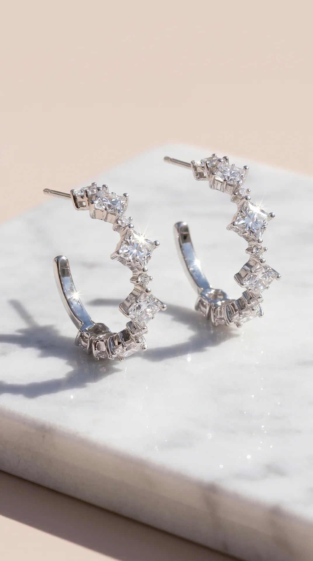 Gold Plated Huggie Hoop Crystal Earrings
