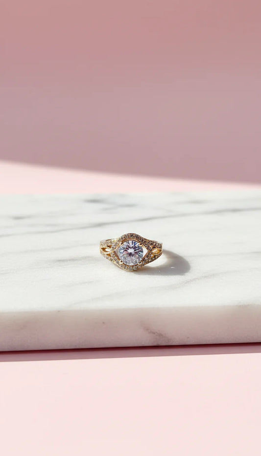 Crystal Gold Ring Box set of 12