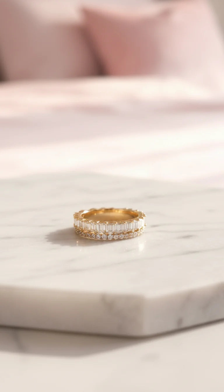 Set Of 12 Double Stack Crystal Freesize Eternity Rings