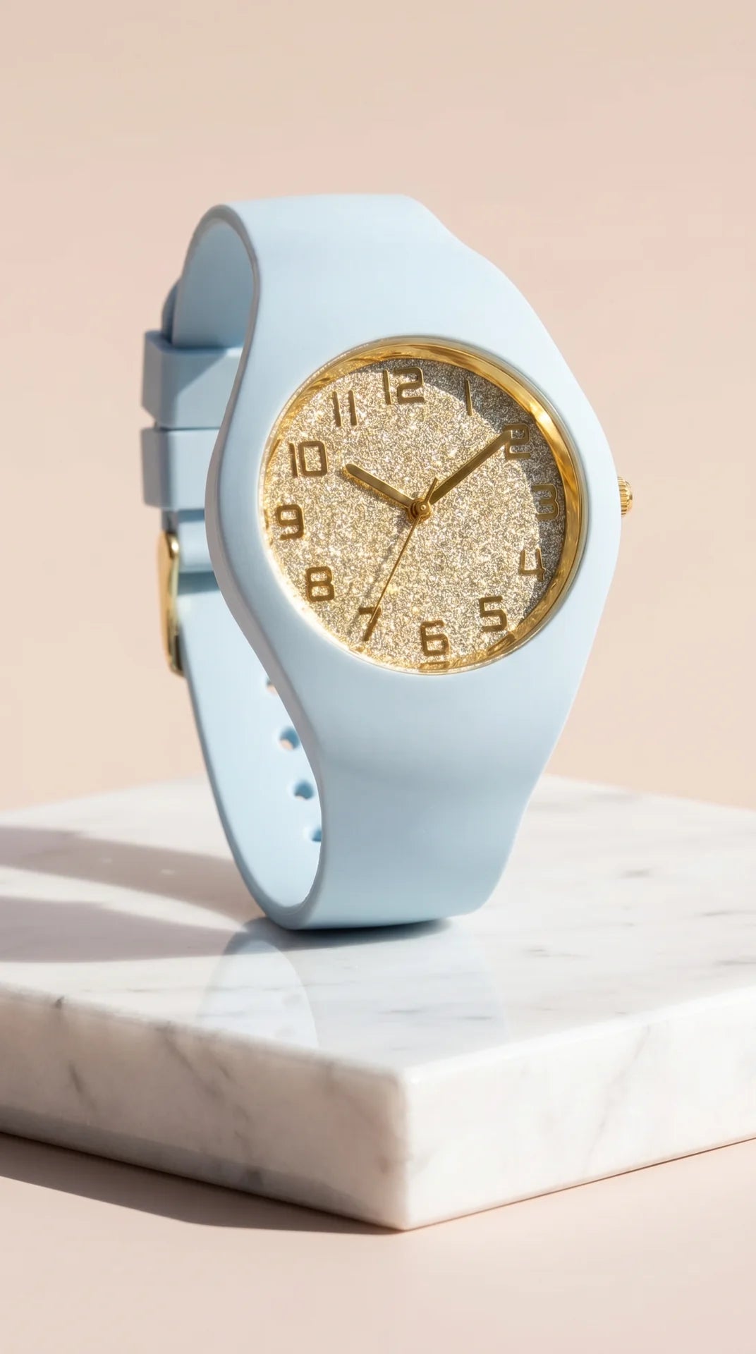 Glitter Dial Silicone Strap Watch
