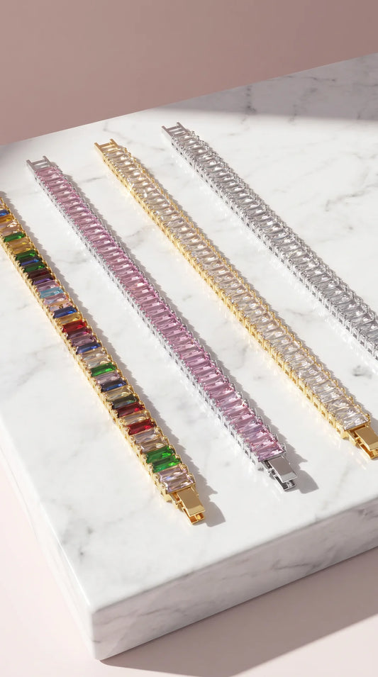 Baguette Cut Couture Crystal Tennis Bracelet