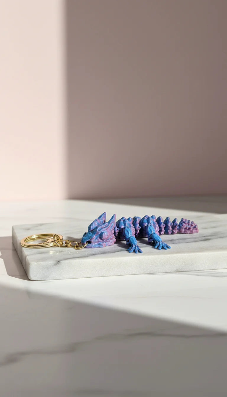 3D Printed Articulated Fantasy Dragon : Bioplastic Fidget Key Ring