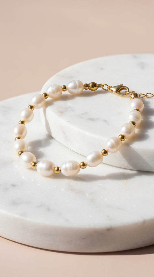 Fresh Water Pearl Gold Plated Bracelet