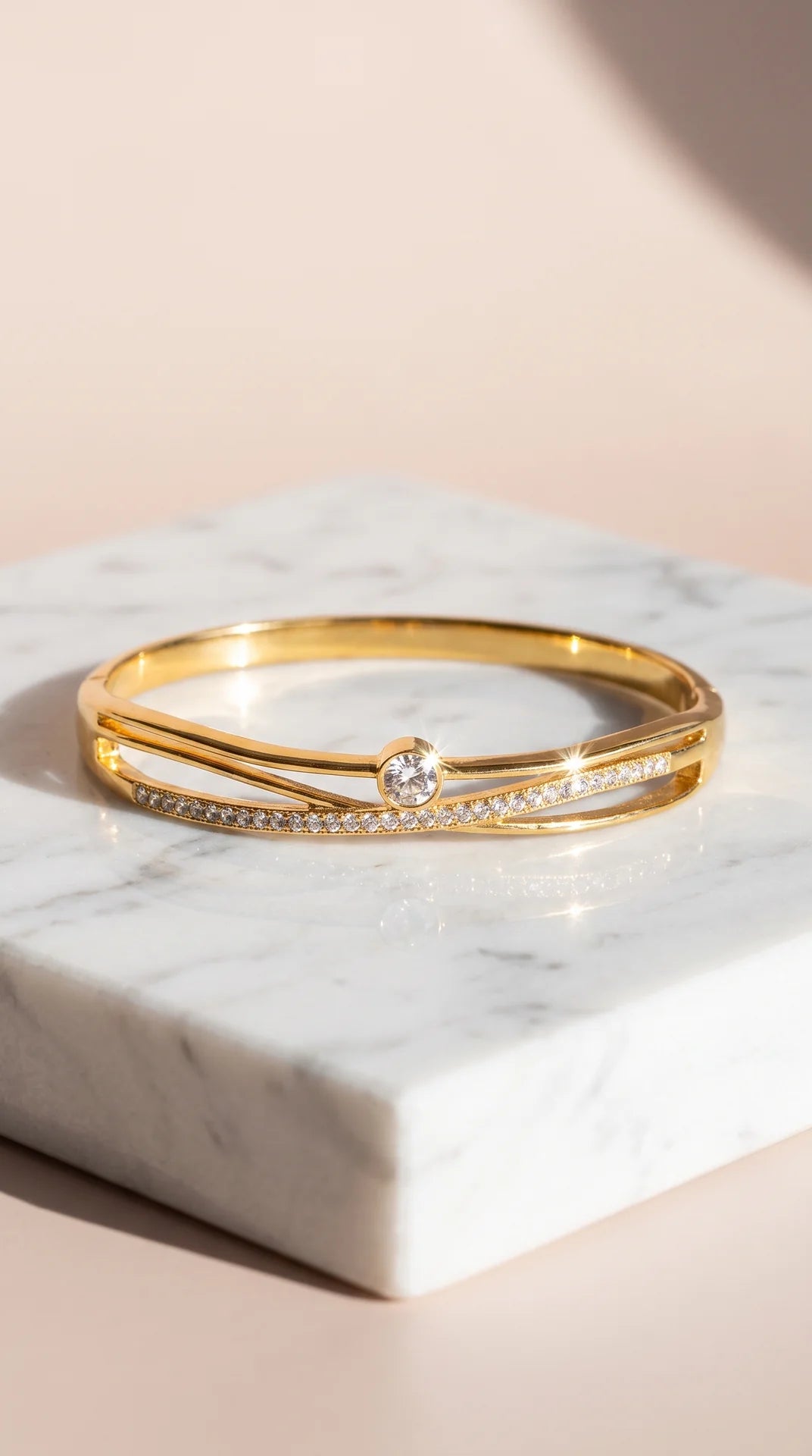 Crystal Gold Plated Stacking Bangle