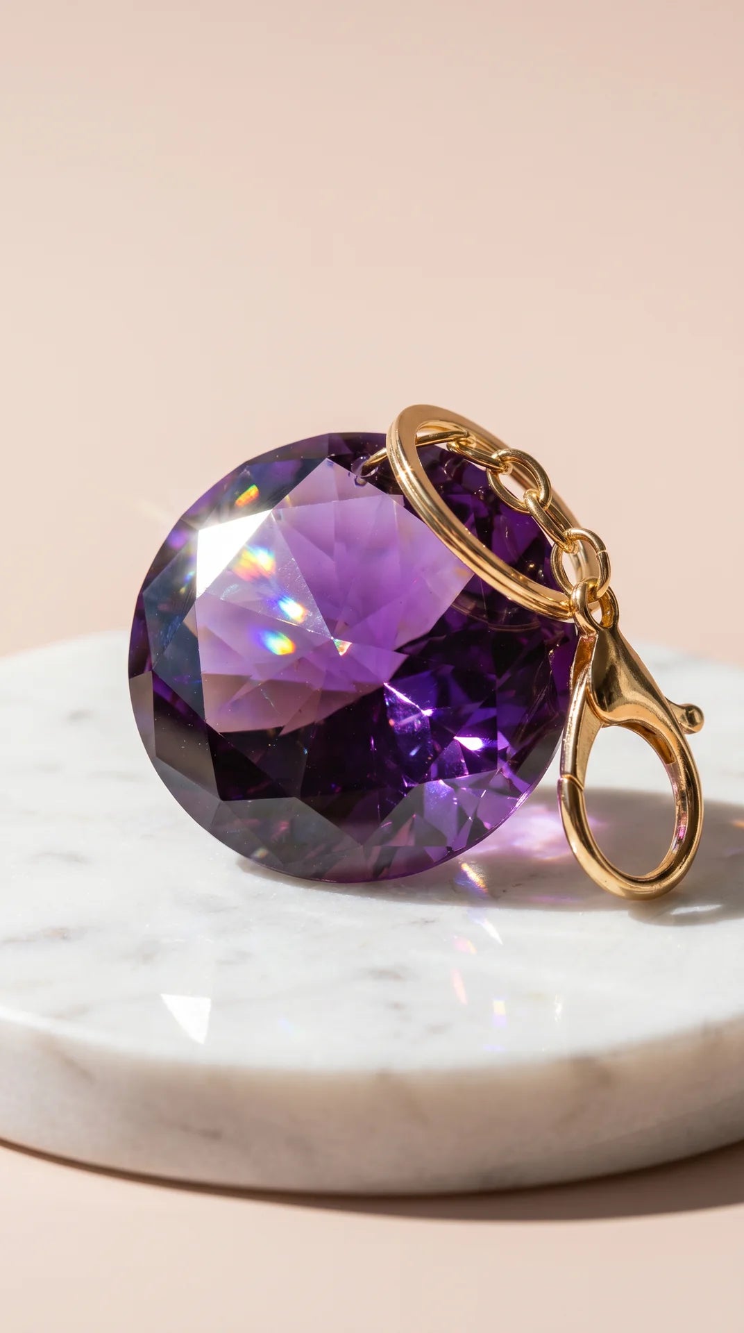 Faceted Round Crystal Keyring & Bag Charm