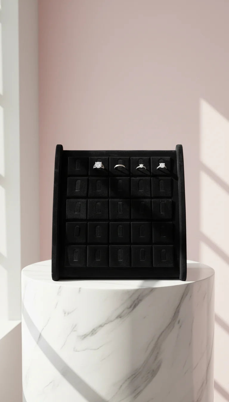 Countertop Standing Velvet Ring Display