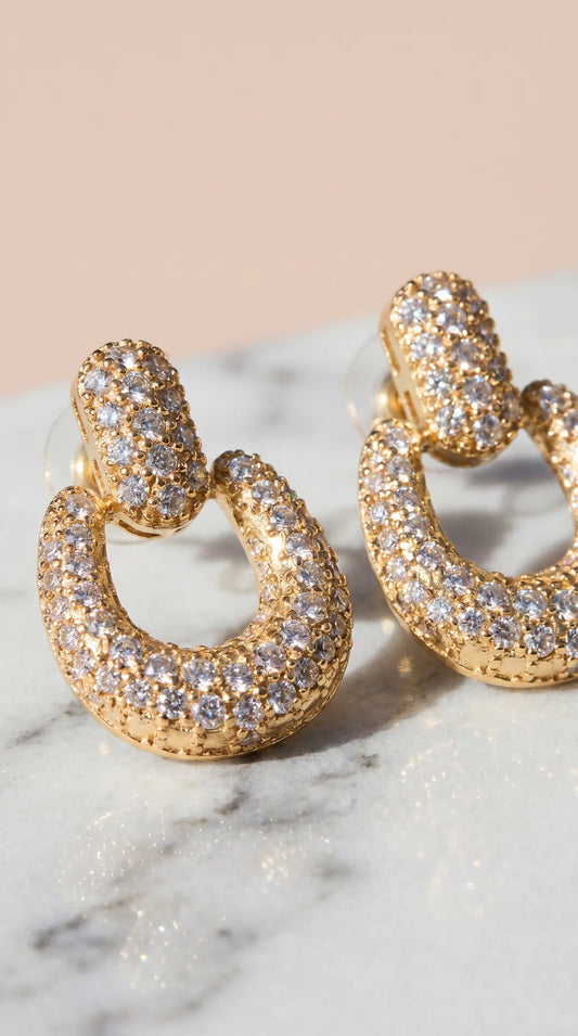 Crystal Drop Hooped Gold Plated Earrings