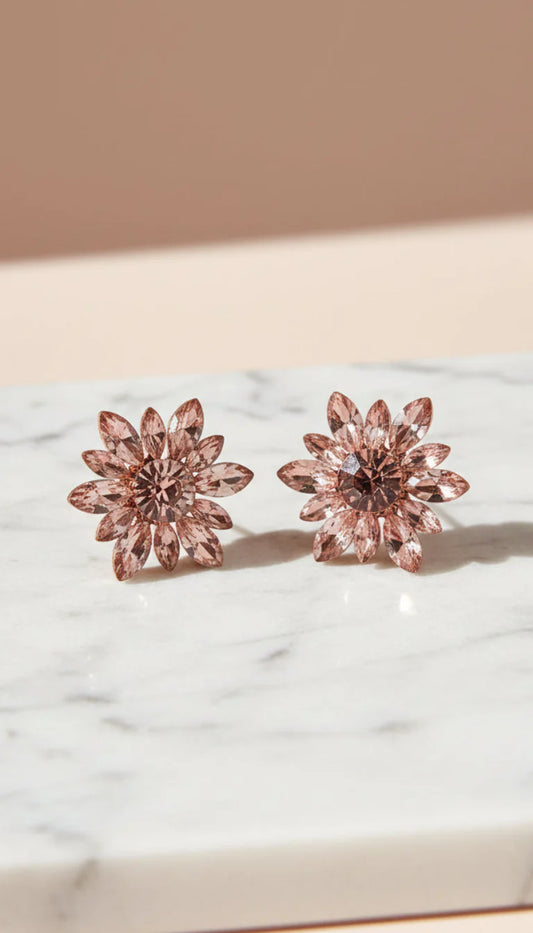 Flower Crystal Stud Earrings