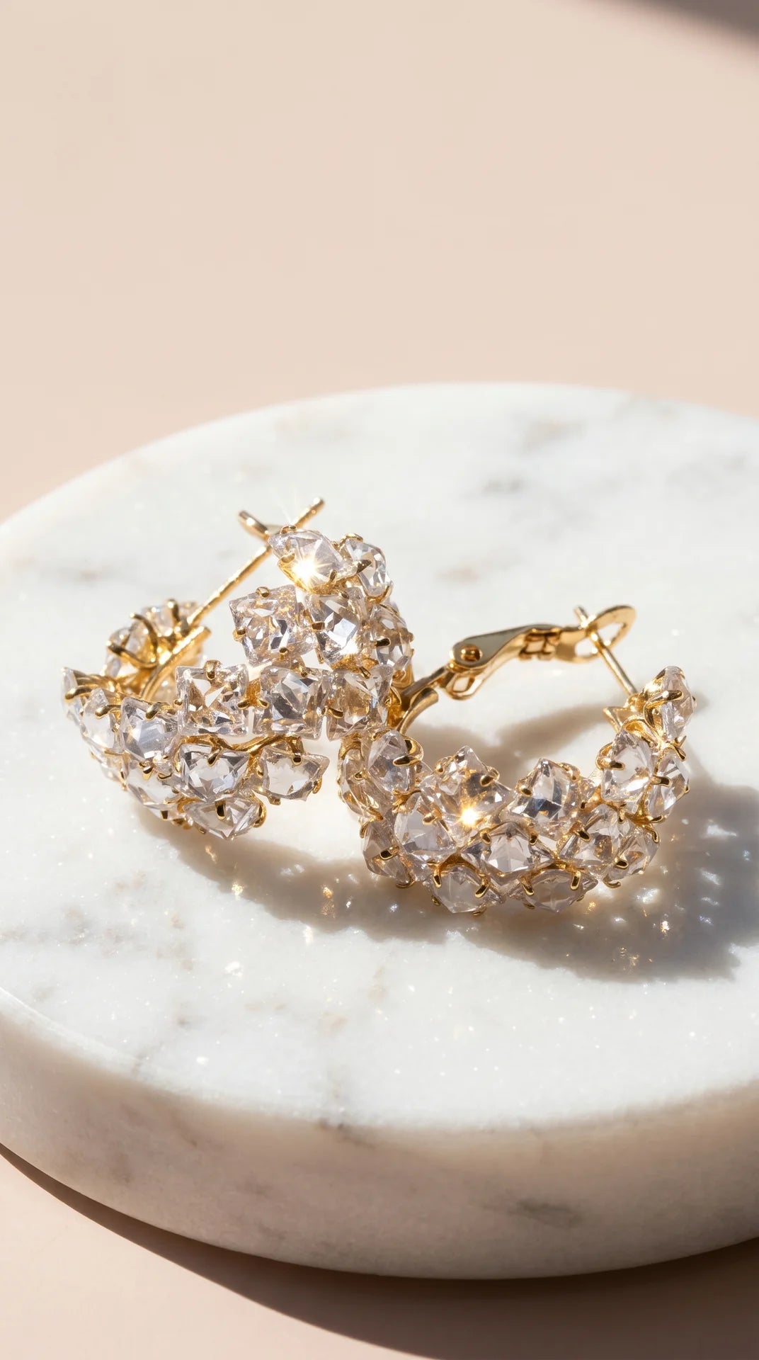 Crystal Round Huggie Hoop Earrings