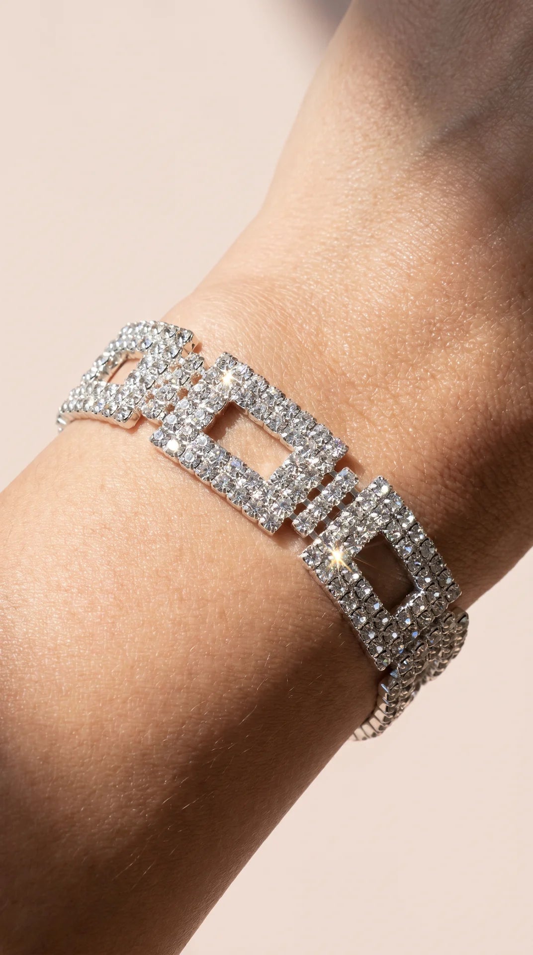Square Link Crystal Tennis Bracelet