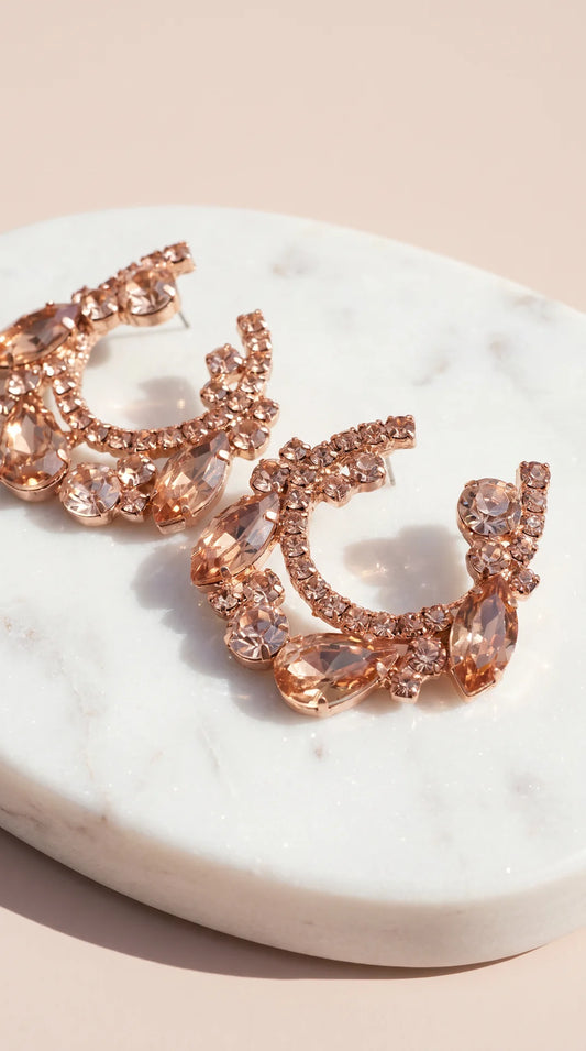 Curved Statement Crystal Stud Earrings