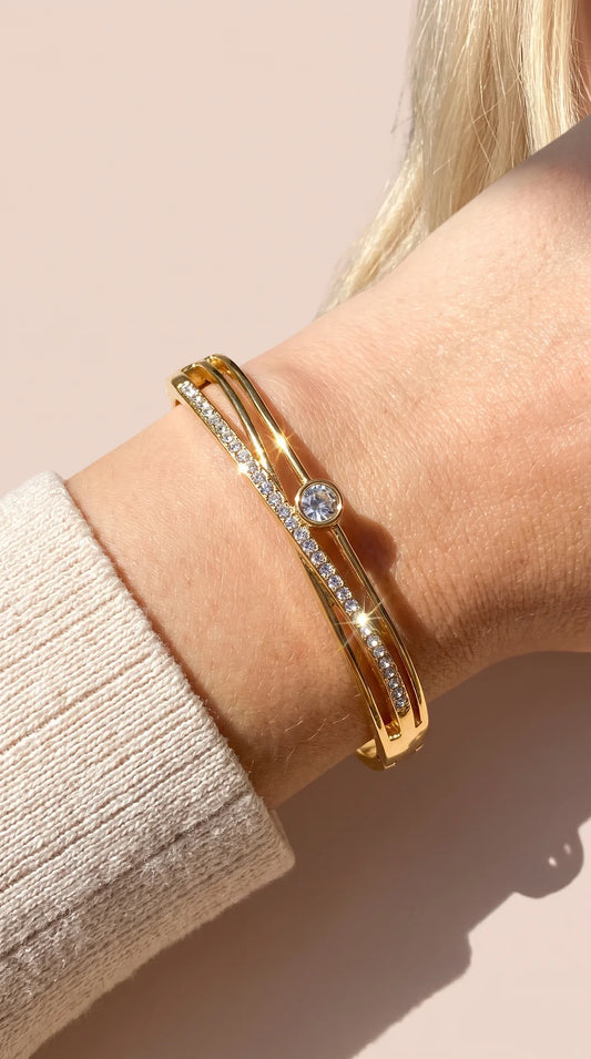 Crystal Gold Plated Stacking Bangle
