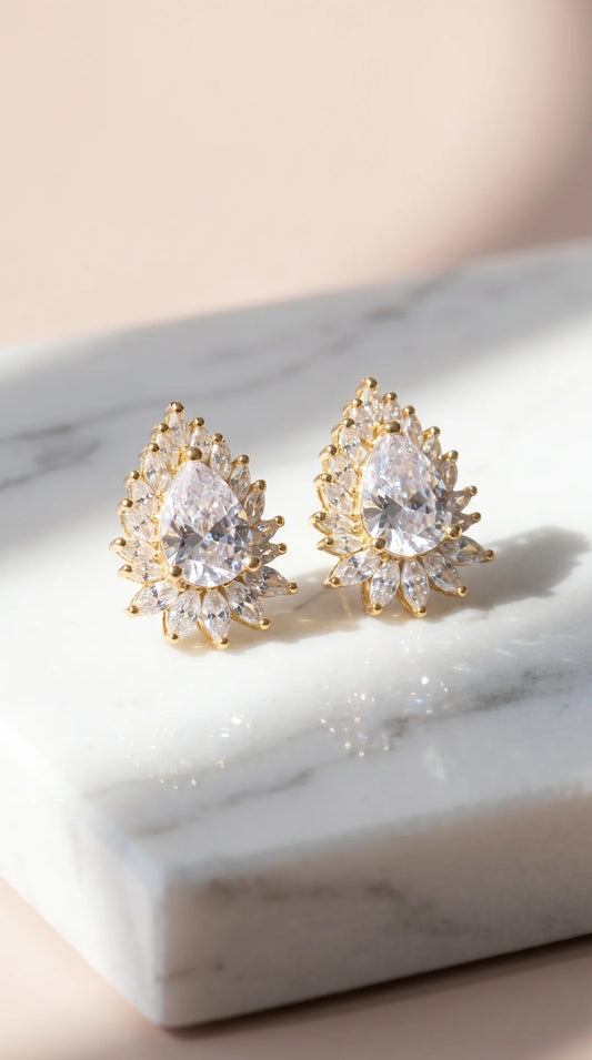 Teardrop Crystal Stud Earrings