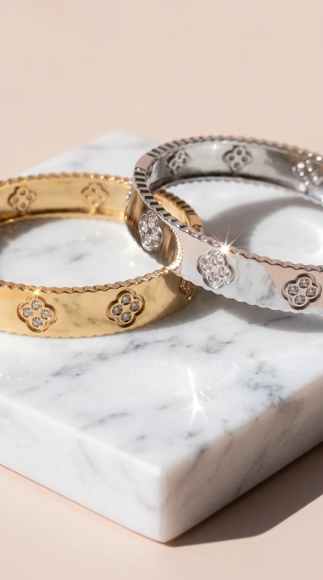 Chunky Clover Gold Plated Bangle