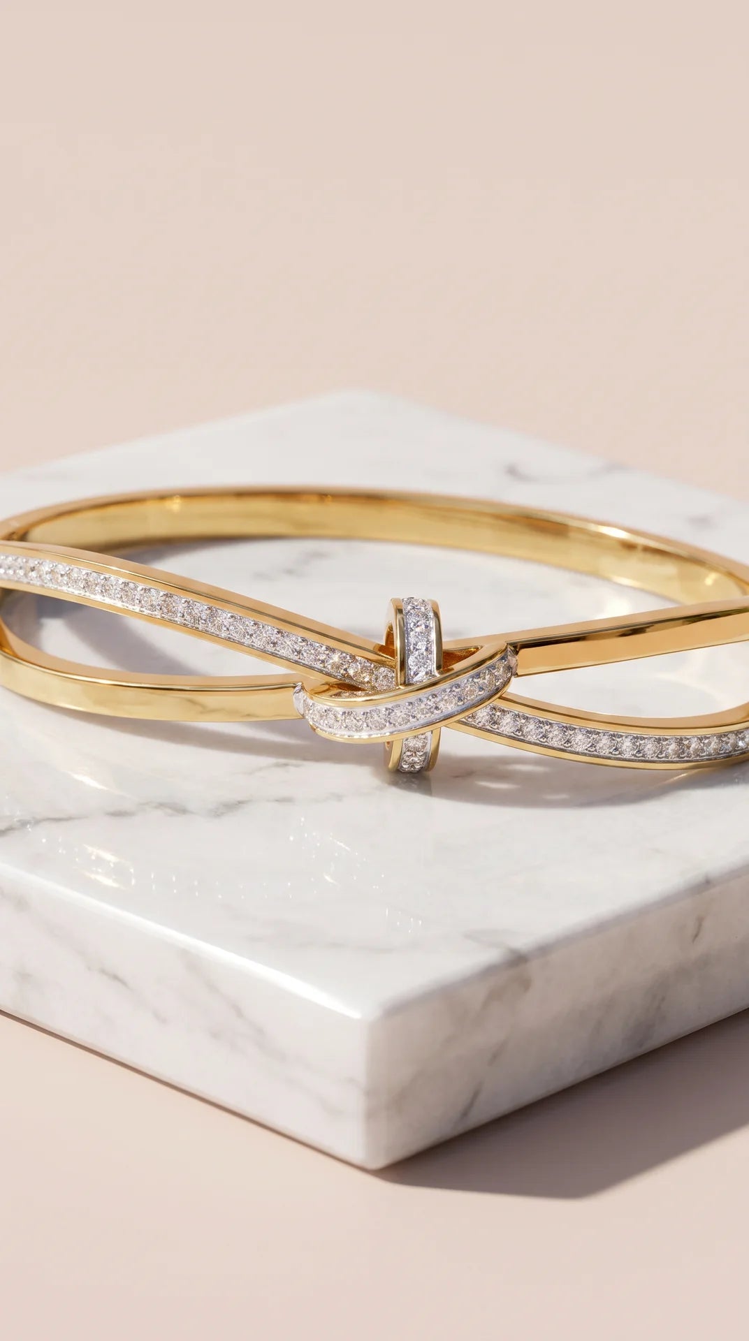 Pavé Knot Gold Plated Crystal Bangle