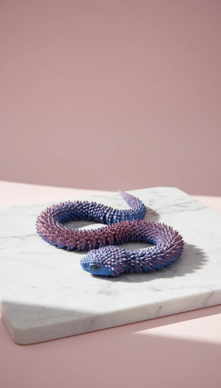 3D Printed Articulated Fantasy Lizard Figurine: Bioplastic