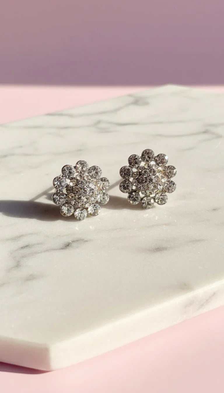 Flower Crystal Stud Earrings