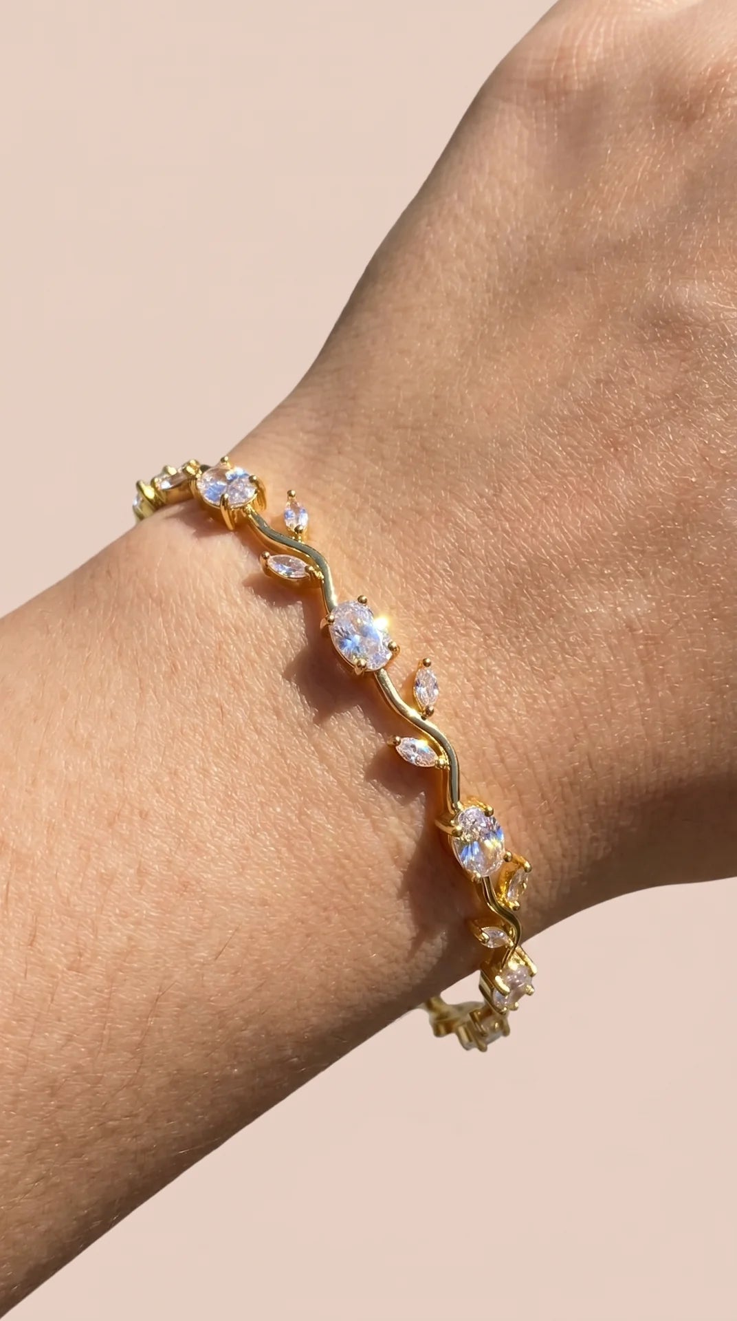 Gold Plated Floral Crystal Bracelet