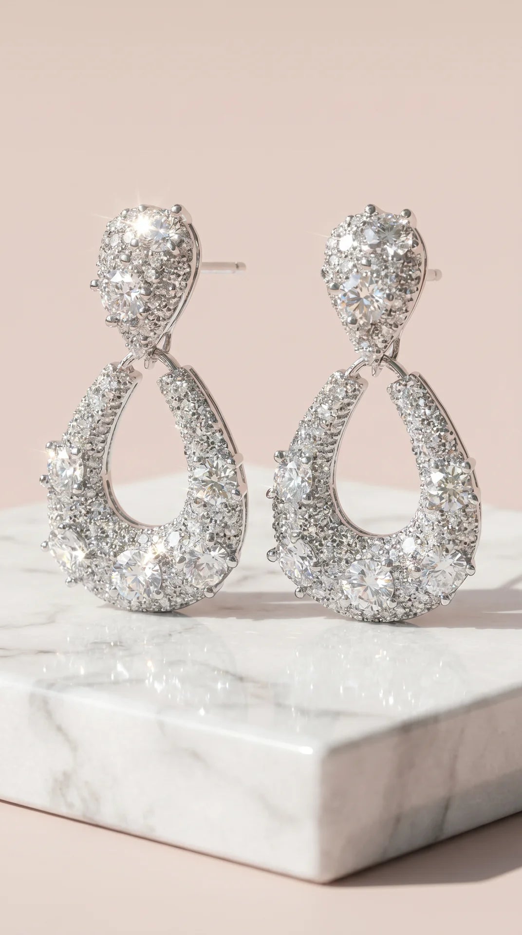 Tear Drop Statement Crystal Drop & Dangle Earrings