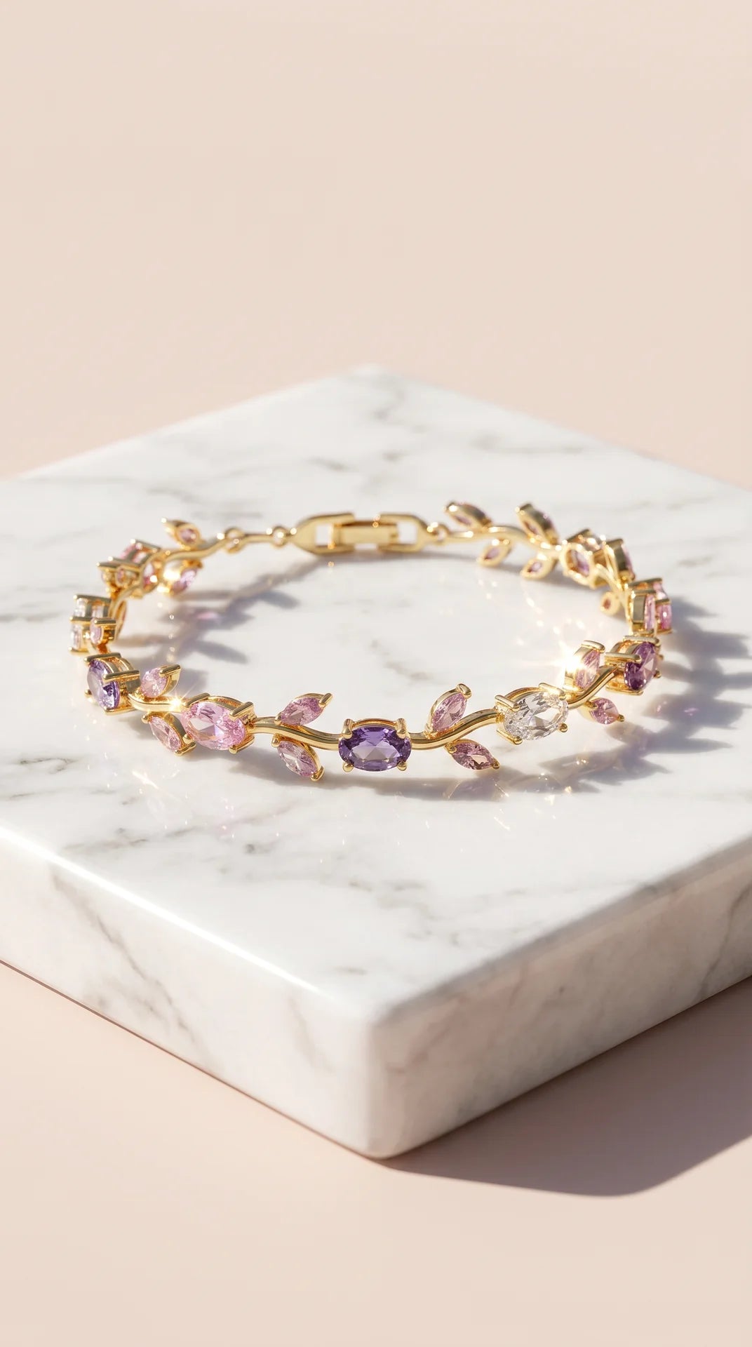 Gold Plated Floral Crystal Bracelet