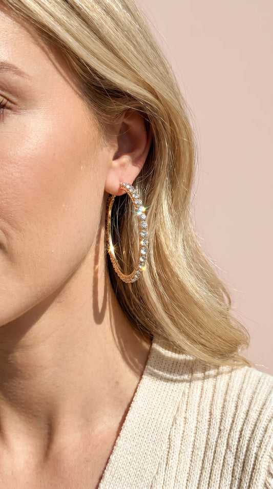 Round Crystal Classic Hoop Earrings