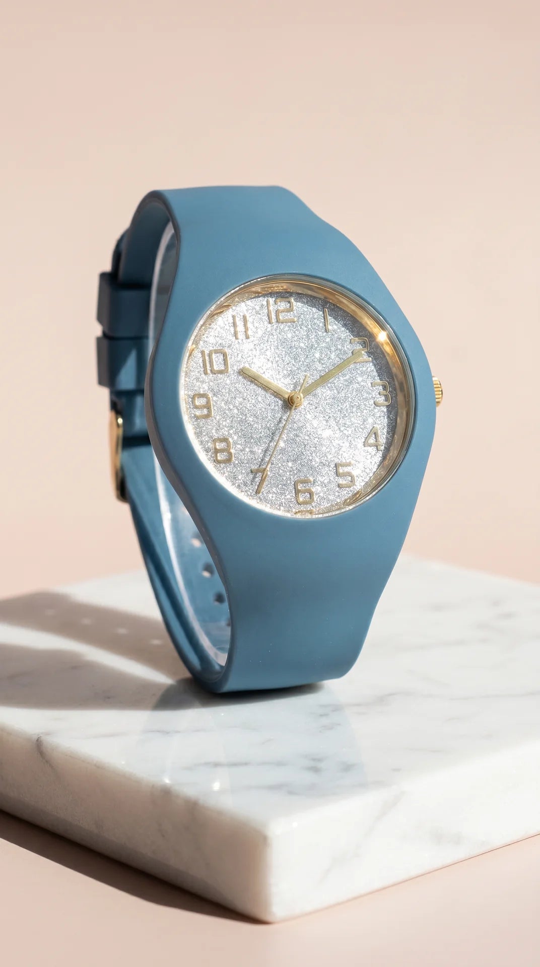 Glitter Dial Silicone Strap Watch
